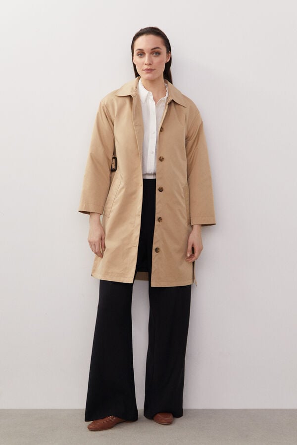 Cortefiel Long water-repellent trench coat Beige