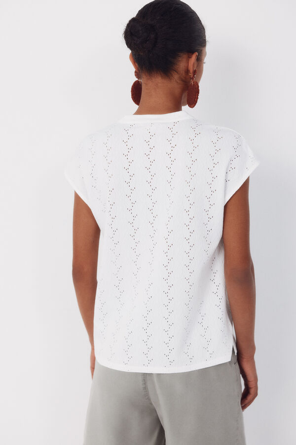 Cortefiel Camiseta de malha vazada Branco