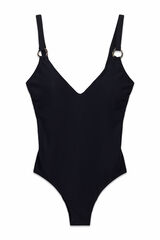 Cortefiel Shaping swimsuit with rings Black