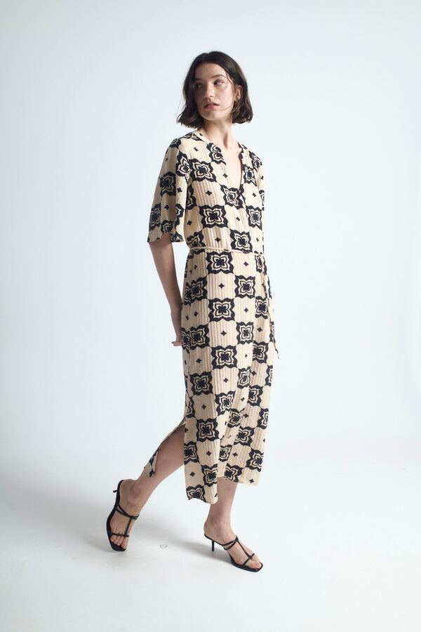 Object Vestido midi estampado Cinzento