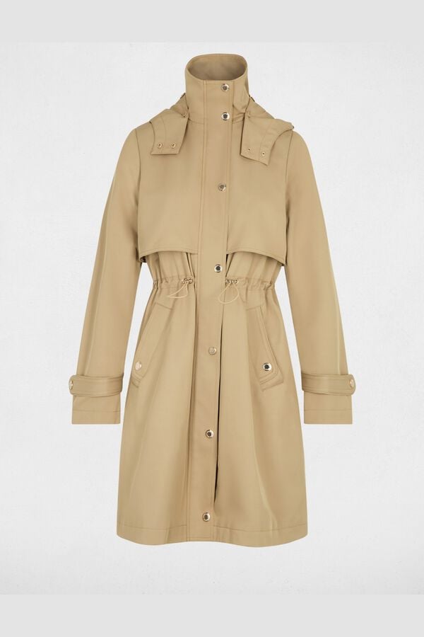 Morgan Long parka with high neck Beige