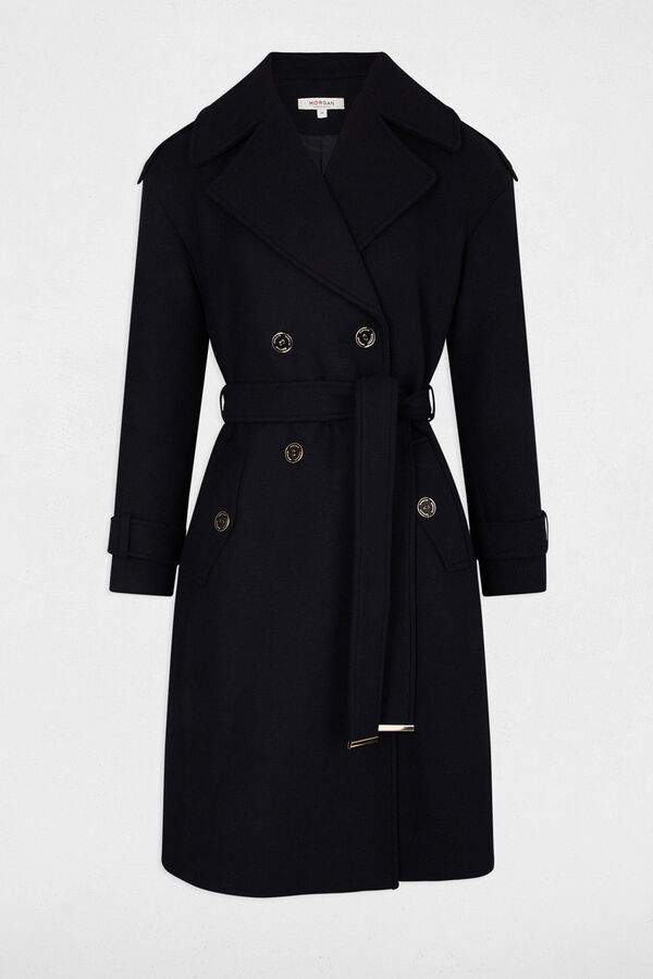 Cortefiel Long belted coat Navy