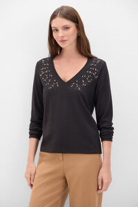 Cortefiel Camiseta com toque macio e strass