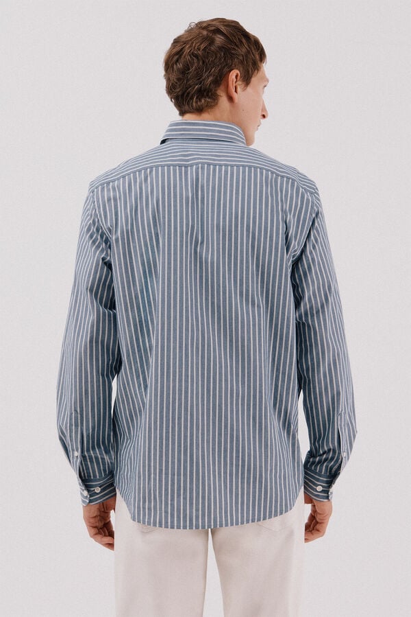 Cortefiel Striped poplin shirt Navy