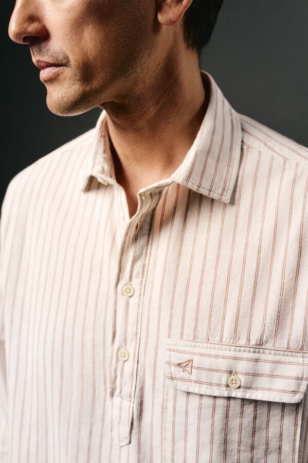 OOTO Polera de algodón con lino Marfil