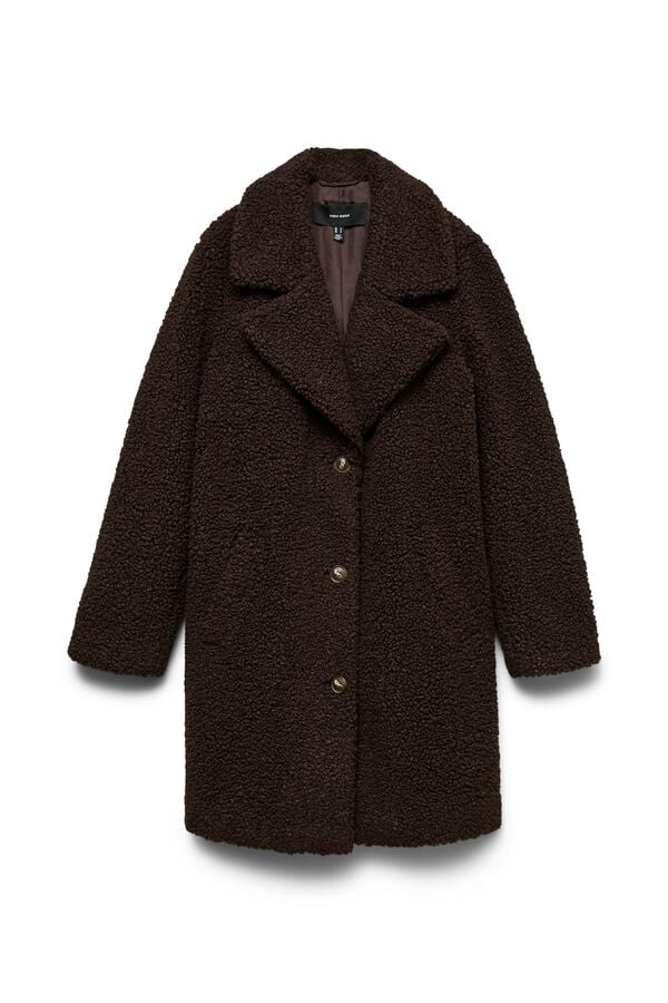 Vero Moda Sobretudo teddy com bot&otilde;es Castanho