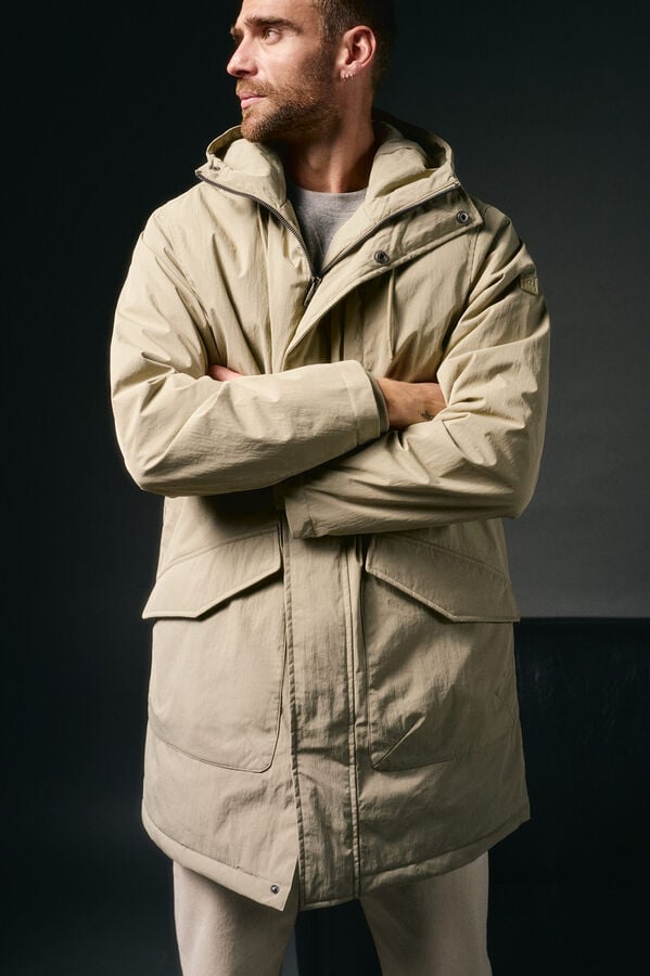 OOTO Parka comprida acolchoada Tostado