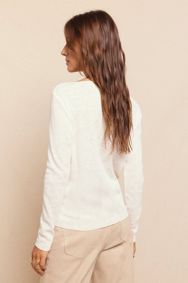 Slowlove Top básico melange Marfil