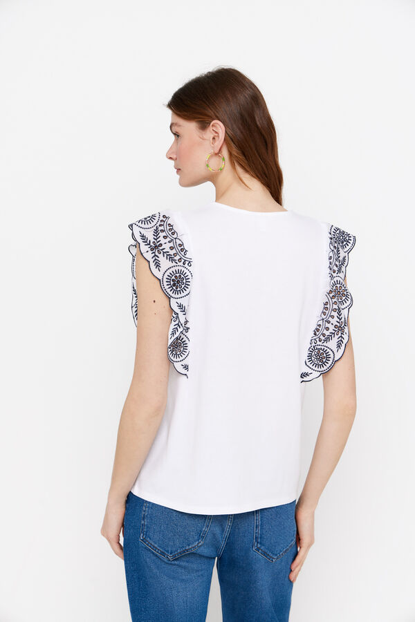 Cortefiel Embroidered T-shirt White