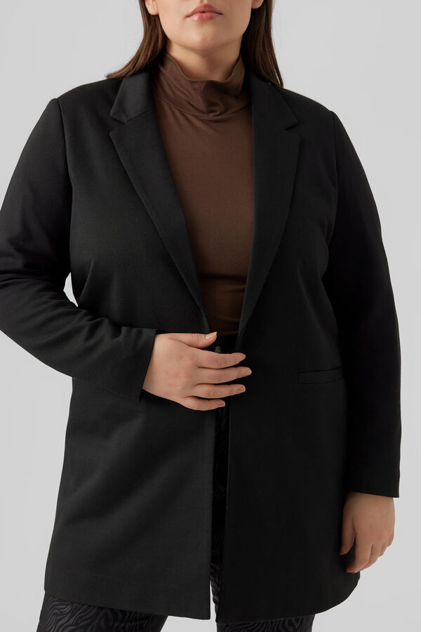 Cortefiel Plus size lapel collar blazer with large size flap Black
