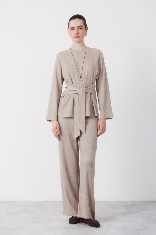 Cortefiel Jersey-knit trousers Beige