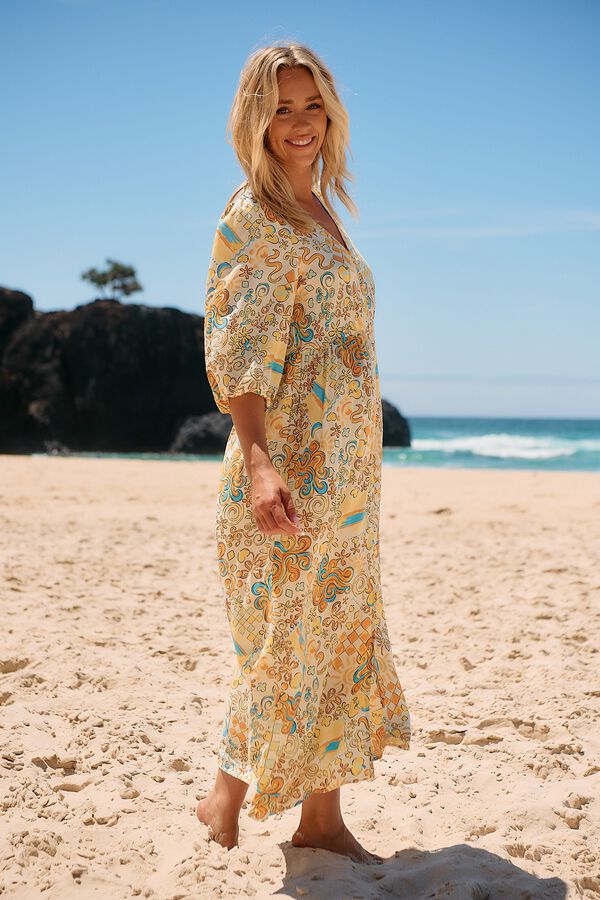 Jaase Vestido midi Ivy Amarelo