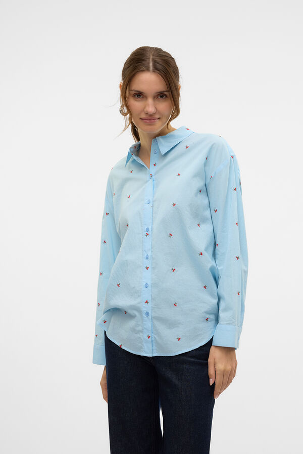 Vero Moda Camisa básica com bordado Azul