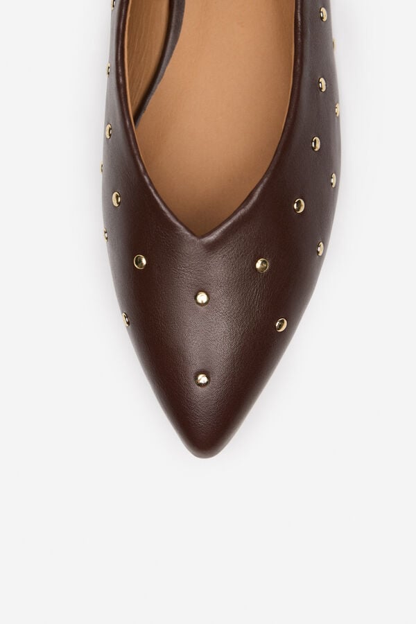 Cortefiel leather ballerina shoe Nude