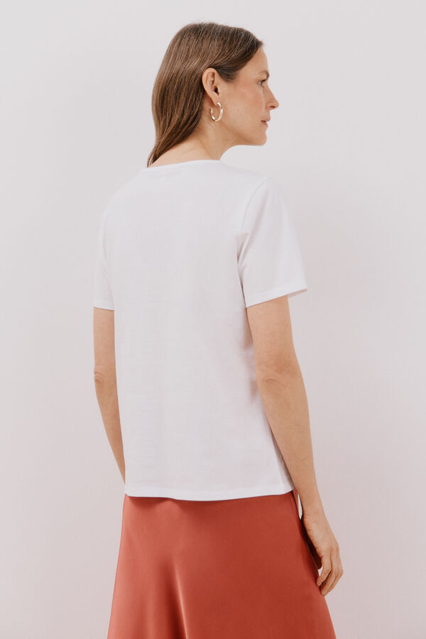 Cortefiel Floral embroidered t-shirt White