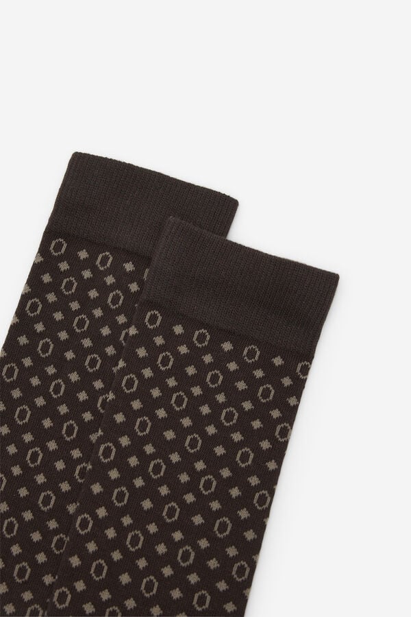 Cortefiel Tie pattern sock Dark brown