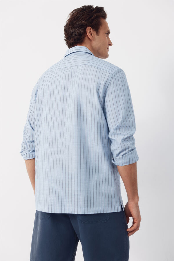 Cortefiel Camisa cuello bowling manga larga Azul