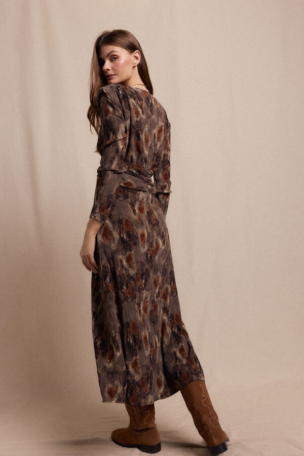 Slowlove Vestido textura elastico Estampado marrón