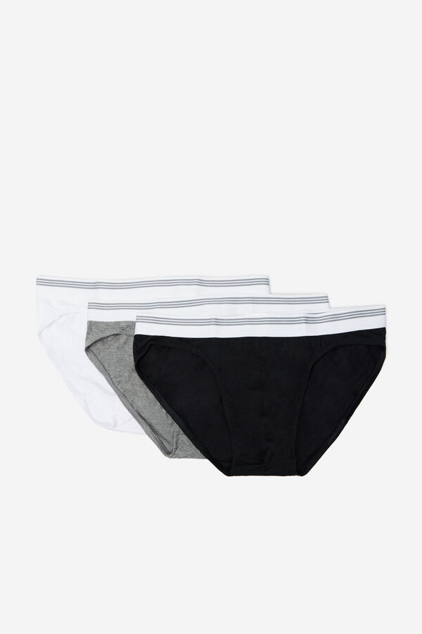 Cortefiel Pack of 3 jersey-knit briefs Black