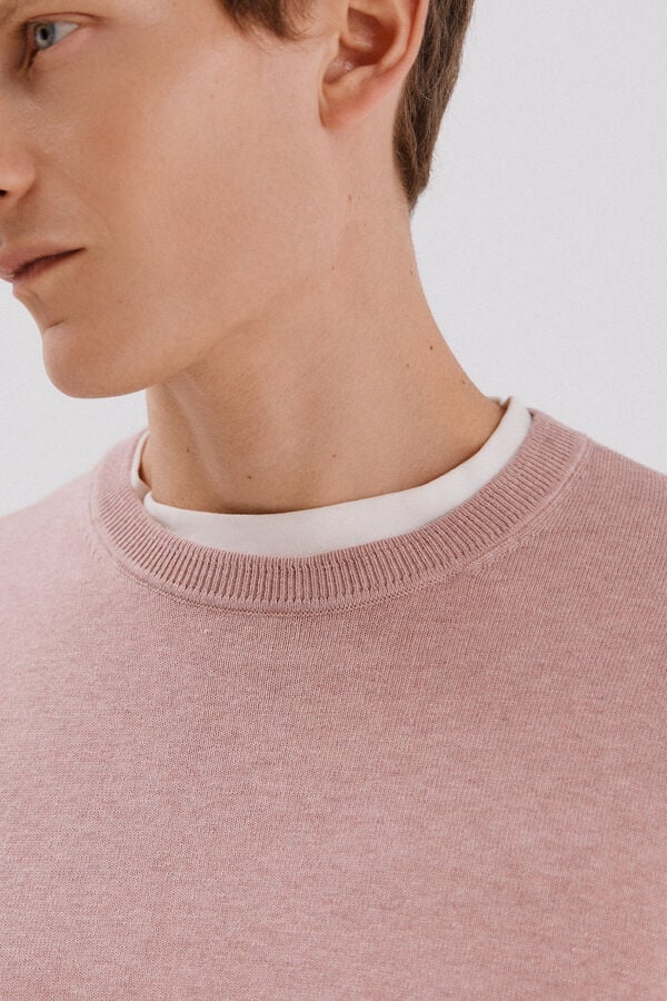Cortefiel Crew neck cashmere crew neck jersey Pink