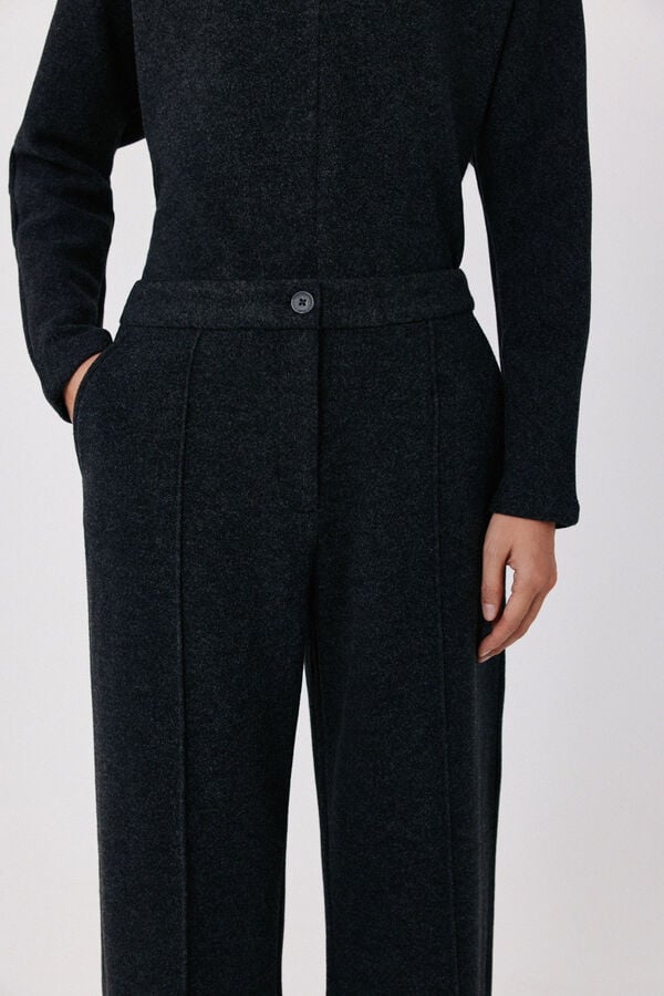 Cortefiel Comfort soft fabric trousers Black