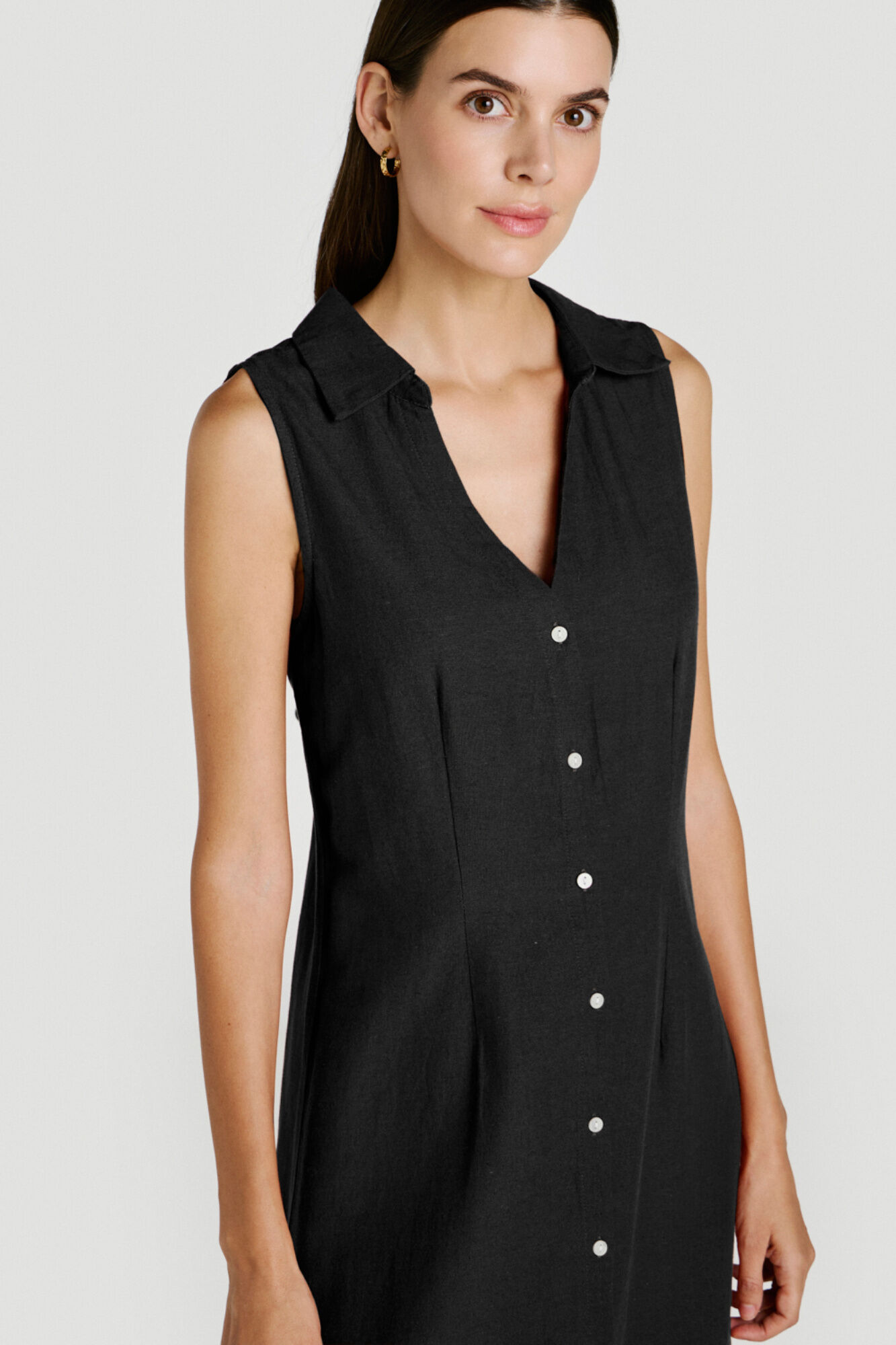 Vila Vestido midi camiseiro de linho