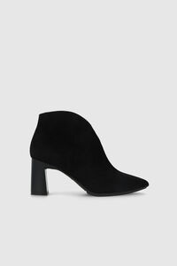 Cortefiel Women's black suede heeled ankle boots. Black