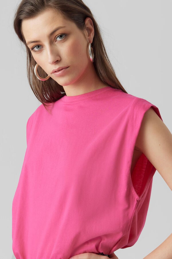 Cortefiel T-shirt with shoulder pad details  Pink