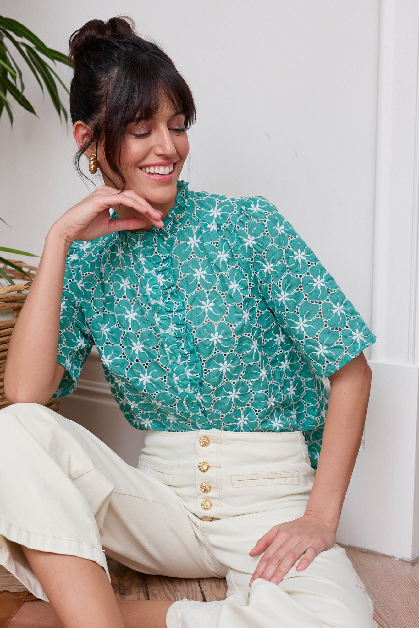 Camisa bordada Areas Blusas de mujer Cortefiel