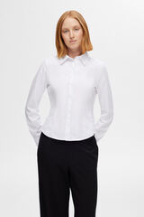 Cortefiel Camisa de manga larga Slim Fit confeccionada con algodón orgánico. Blanco