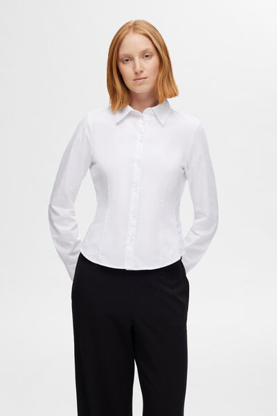Cortefiel Camisa de manga larga Slim Fit confeccionada con algodón orgánico. White