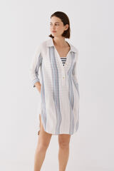 Cortefiel Shirt collar tunic caftan Printed blue