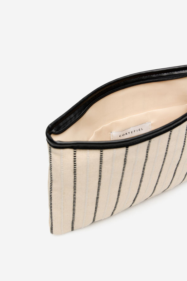 Cortefiel Striped pouch Printed white