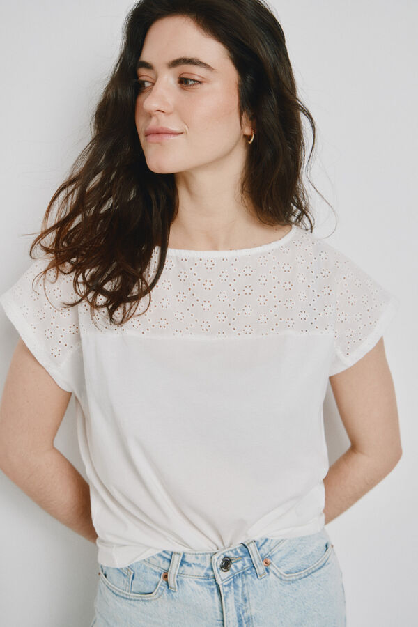 Vero Moda Top de manga curta com detalhes vazados Branco