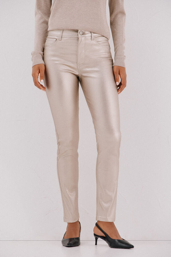 Cortefiel Sensational resin coated pants Beige