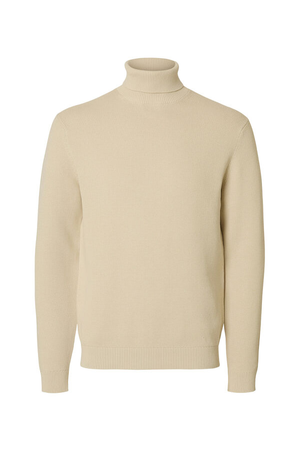 Selected Camisola de gola 100% algodão orgânico Cinzento