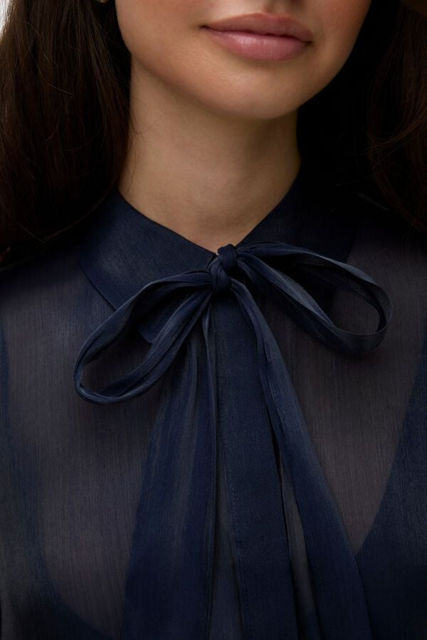 Vero Moda Semi-sheer tie blouse Navy