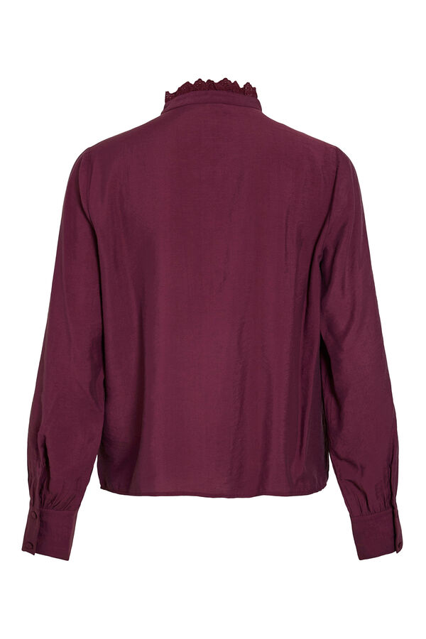 Vila Long sleeve blouse with English embroidered Maroon