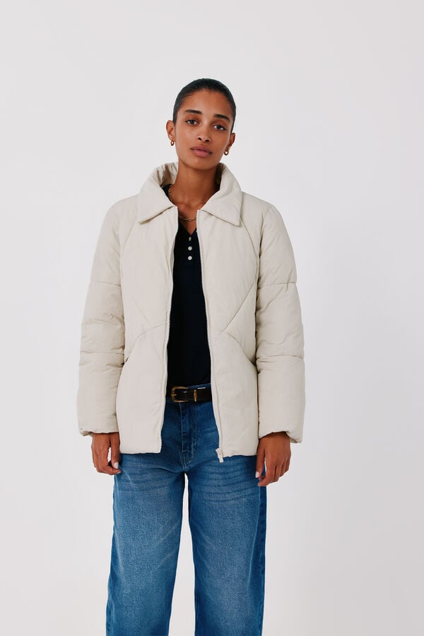 Cortefiel Puffer short anorak Ivory