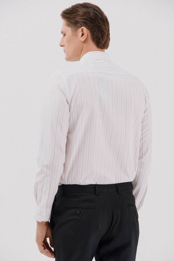 Cortefiel Tencel cotton striped dress shirt White