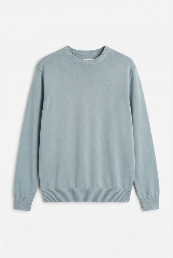 OOTO Camisola gola redonda em algod&atilde;o lavado Azul
