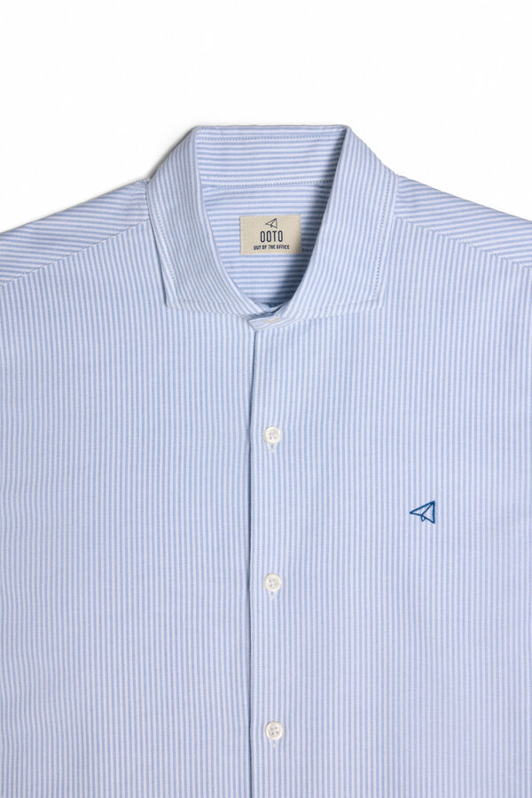 Cortefiel Camisa oxford raias manga comprida Azul