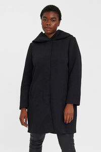 Cortefiel Curve long sleeve coat with hood Black