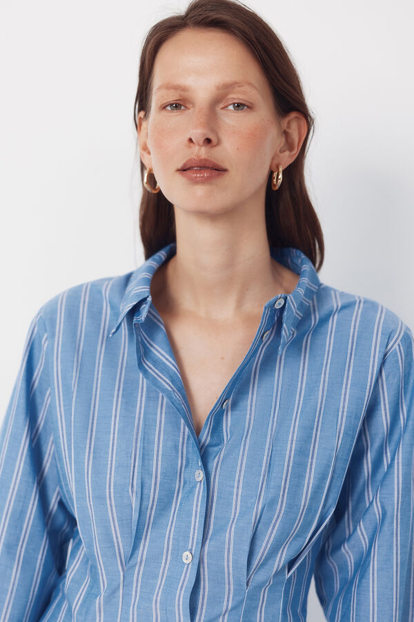 Cortefiel Striped shirt dress Printed blue