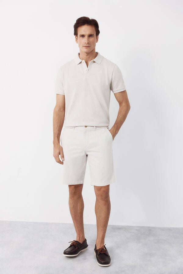 Cortefiel Bermuda oxford fabric Beige