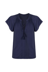 Cortefiel Flowy t-shirt with trim Navy