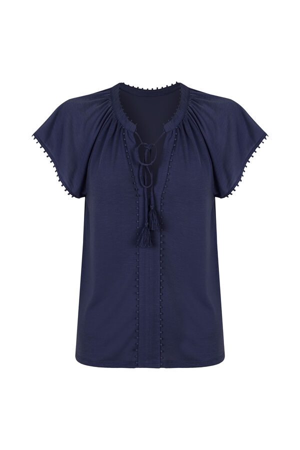Cortefiel Flowy t-shirt with trim Navy