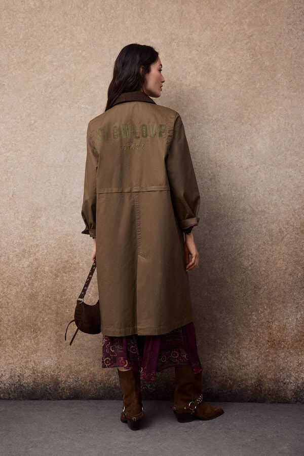 Slowlove Parka larga encerada Dorado