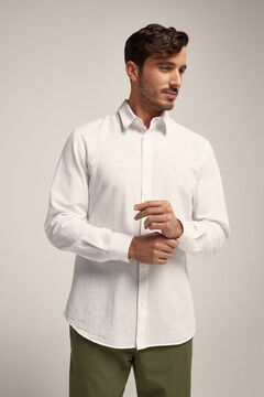 Cortefiel Camisa de linho de ajuste regular Branco