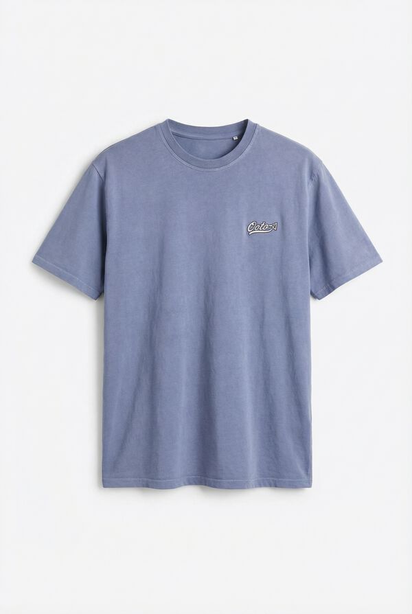 OOTO T-shirt lavada de manga curta com logo Azul